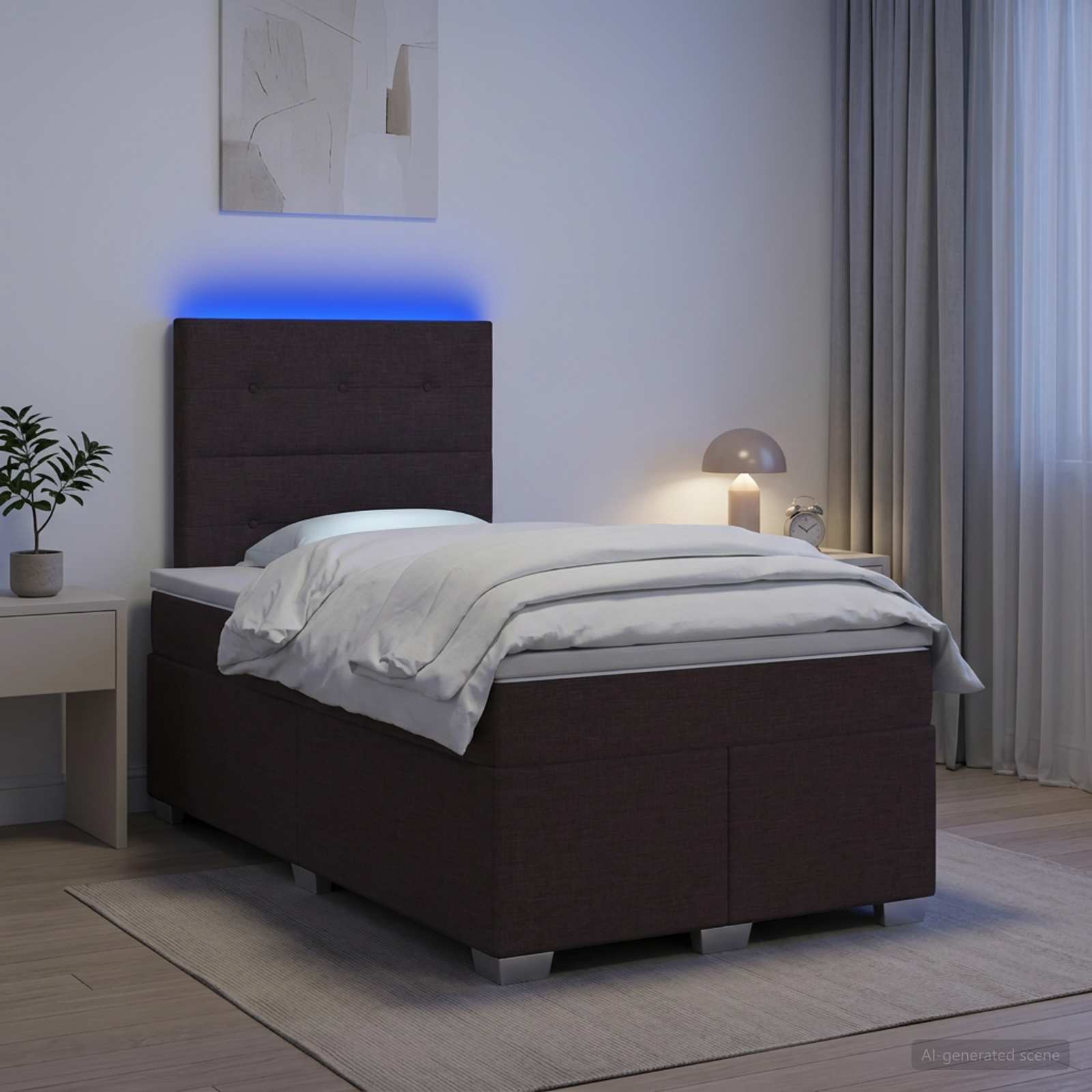 Boxspringbed met matras Donkerbruin 120 x 200 cm Stof