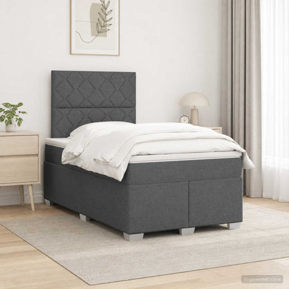 Boxspringbed met matras Donkergrijs 120 x 190 cm Stof