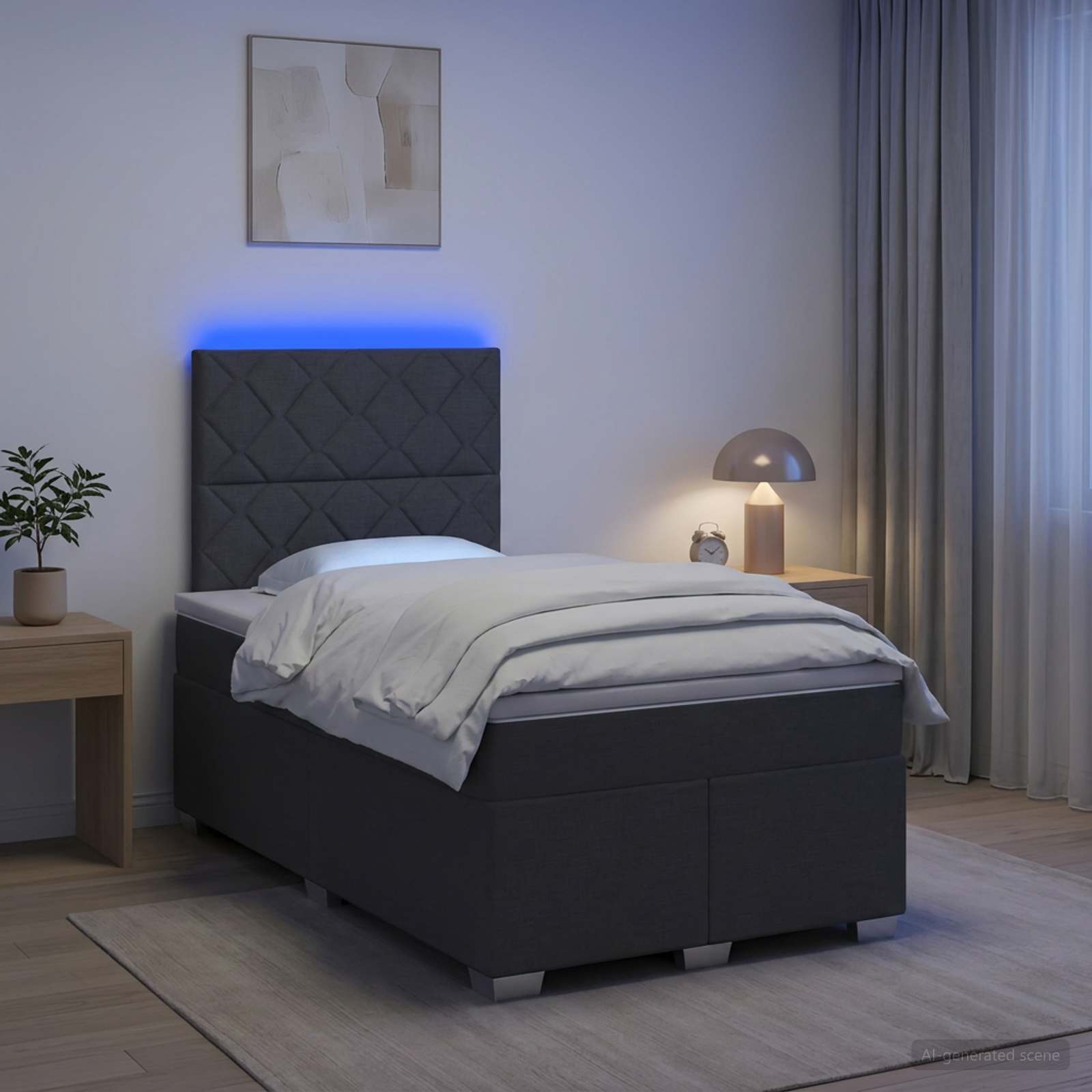 Boxspringbed met matras Donkergrijs 120 x 190 cm Stof