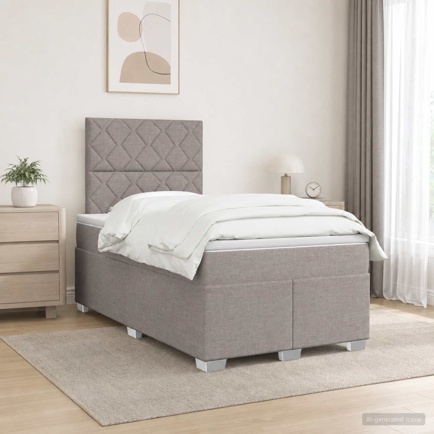 Boxspringbed met matras met hoofdeinde Taupe 120 x 190 cm Stof