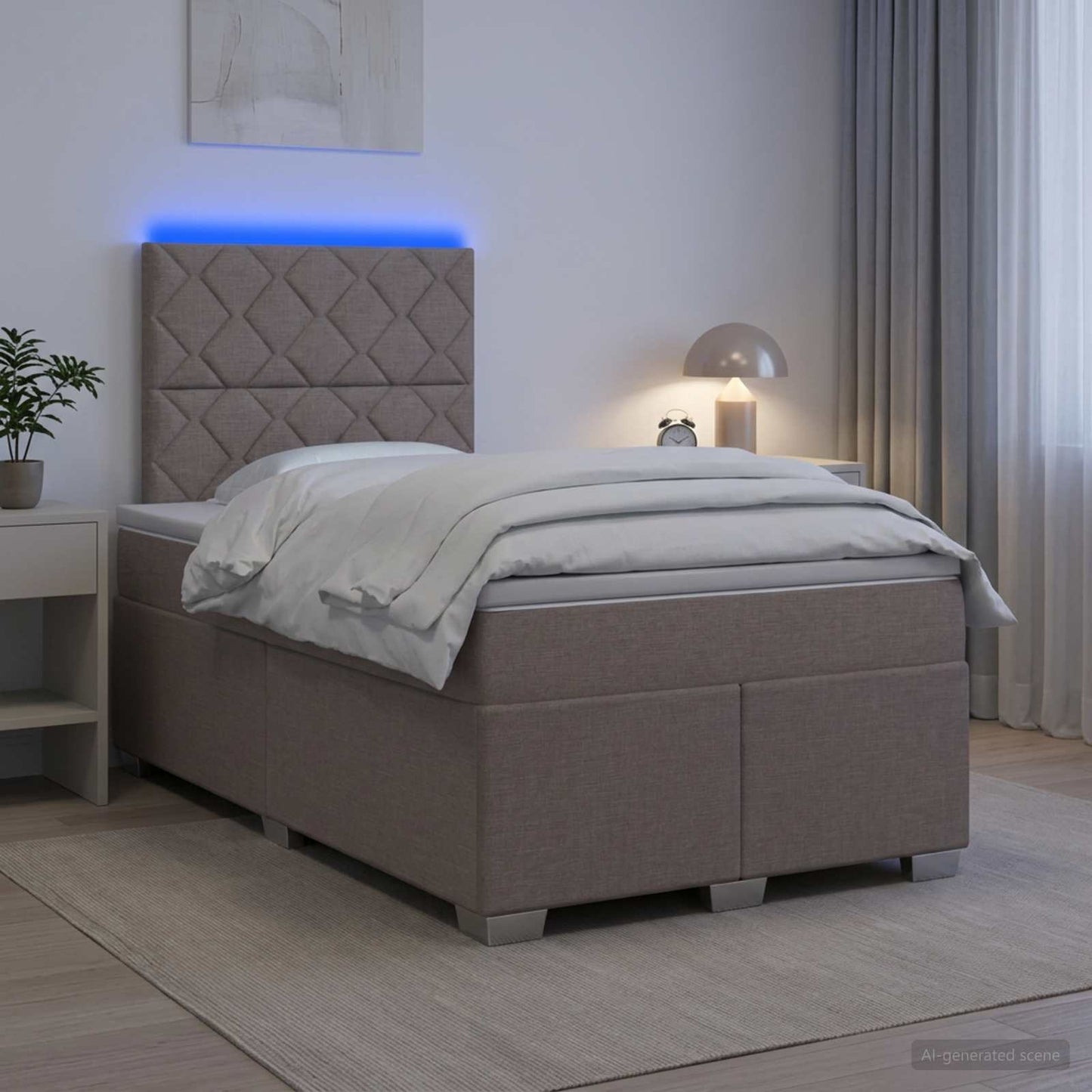 Boxspringbed met matras met hoofdeinde Taupe 120 x 190 cm Stof
