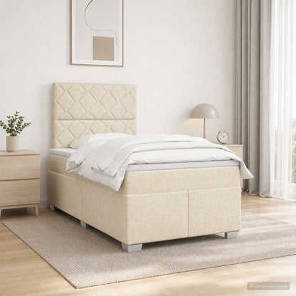 Boxspringbed met matras Crèmekleurig 120 x 200 cm Stof