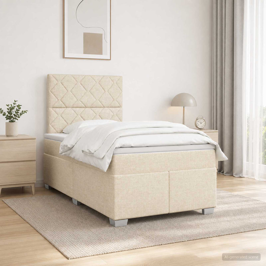 Boxspringbed met matras Crèmekleurig 120 x 200 cm Stof