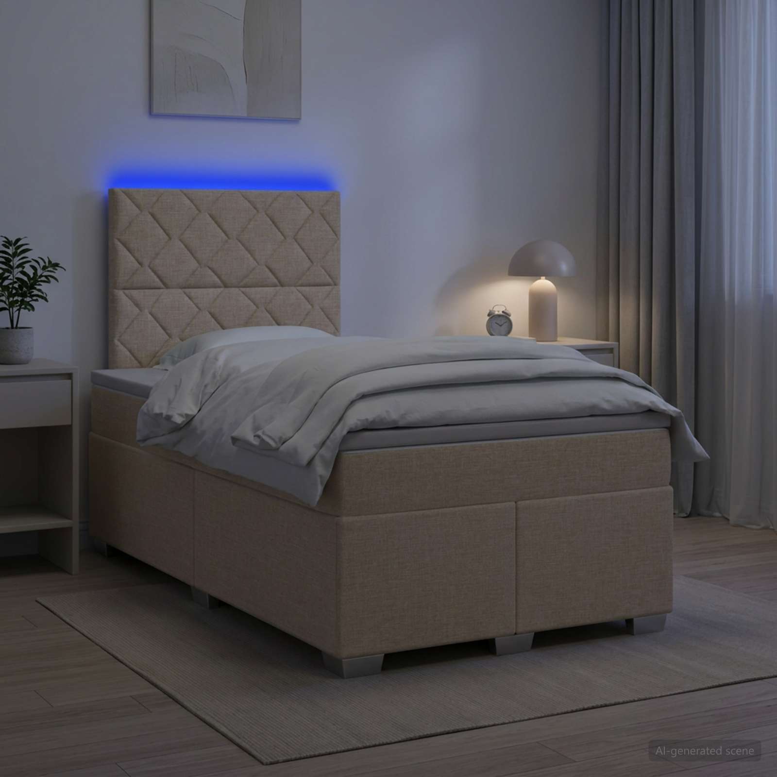 Boxspringbed met matras Crèmekleurig 120 x 200 cm Stof