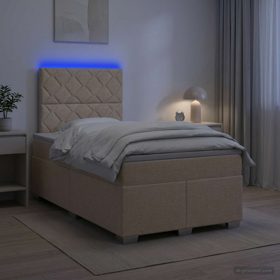 Boxspringbed met matras Crèmekleurig 120 x 200 cm Stof