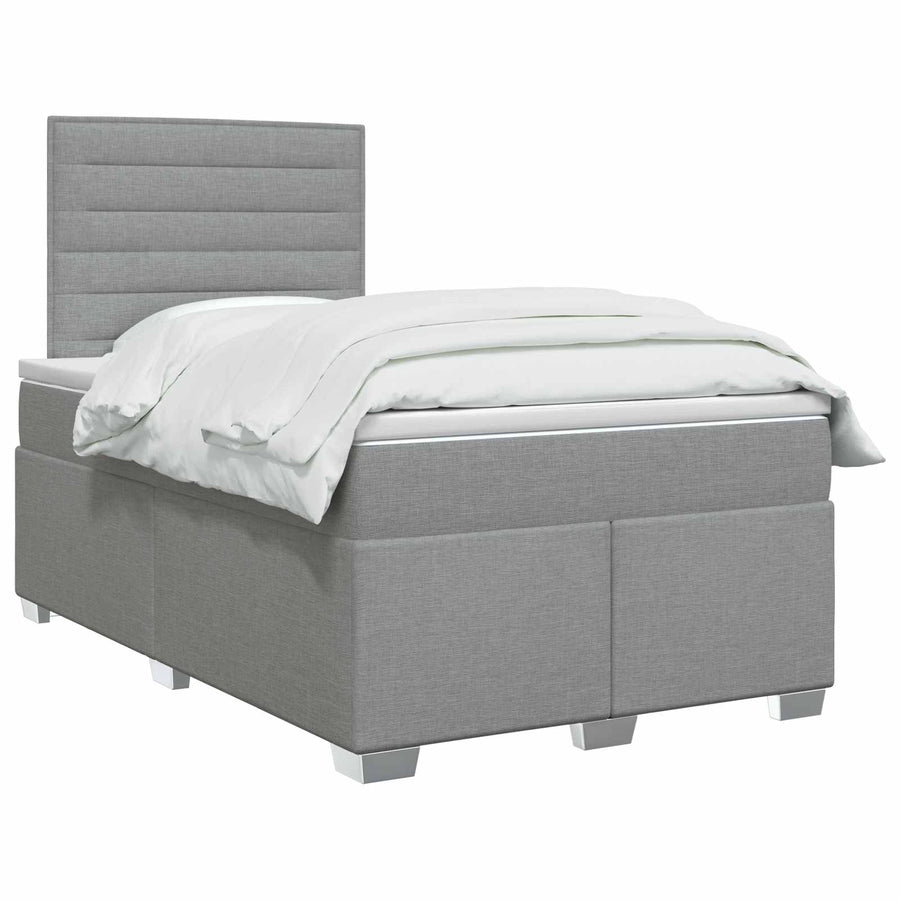 Boxspringbed met matras Lichtgrijs 120 x 200 cm Stof
