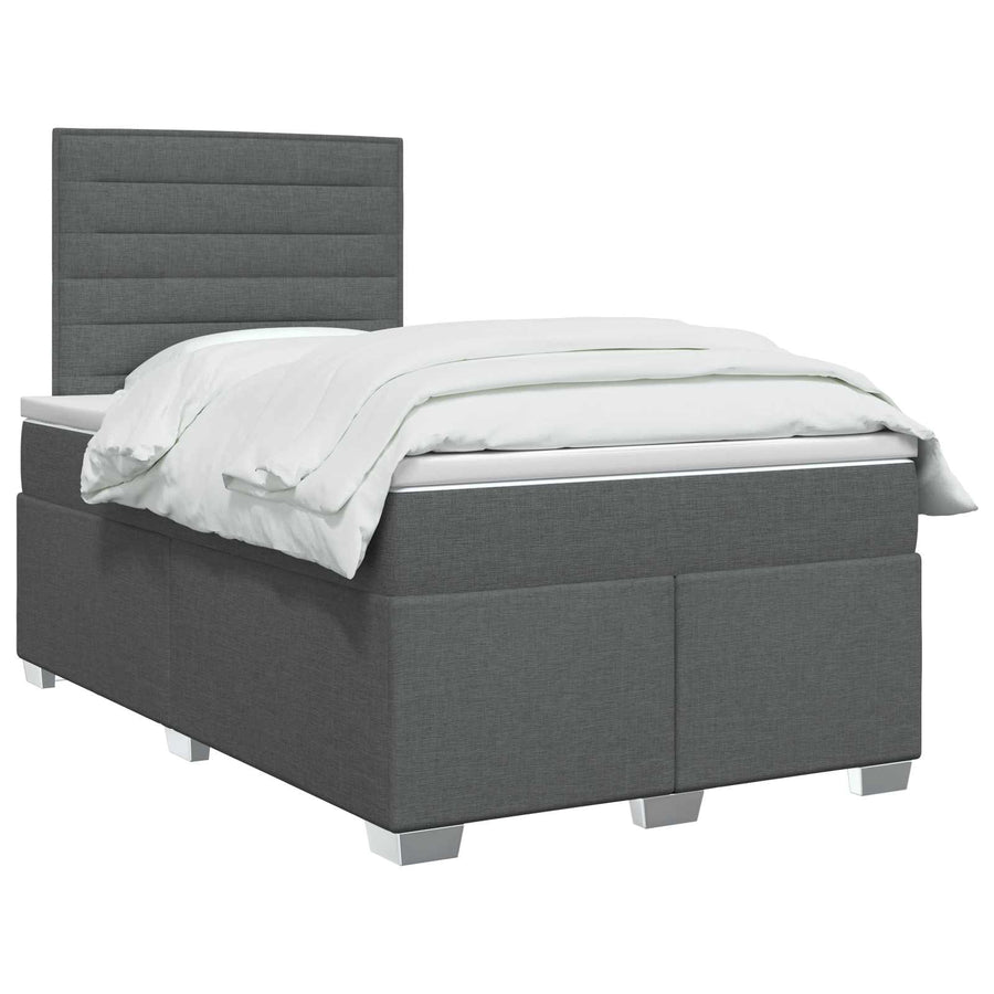 Boxspringbed met matras Donkergrijs 120 x 200 cm Stof