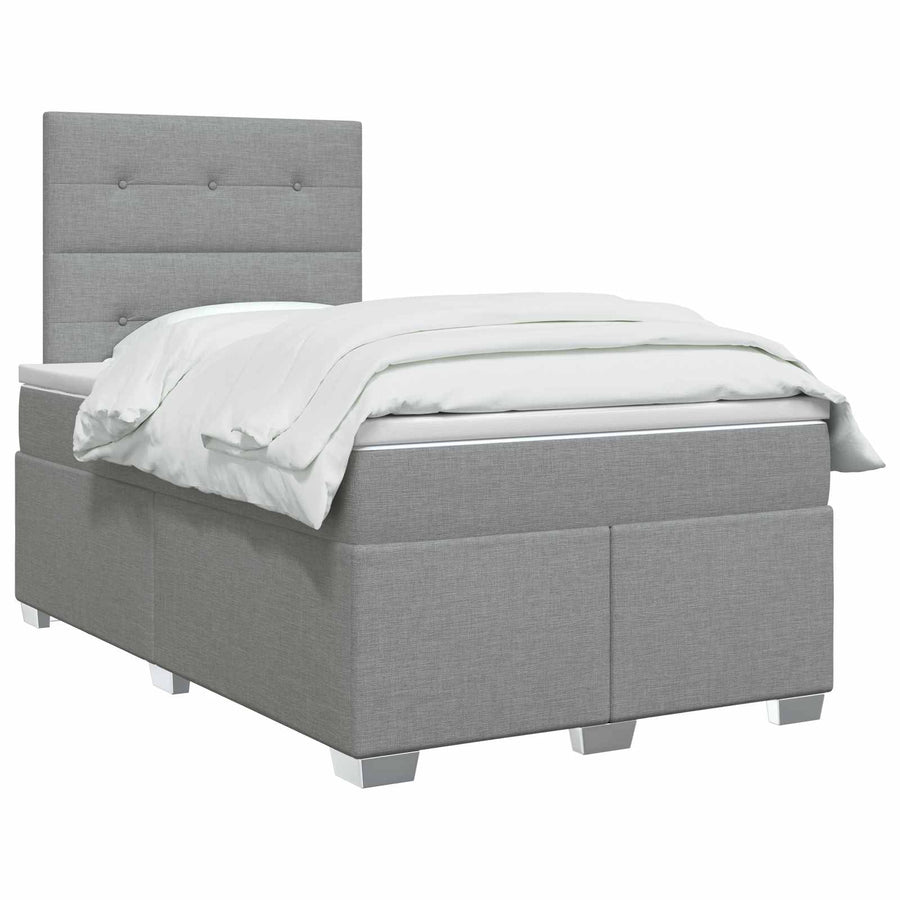 Boxspringbed met matras Lichtgrijs 120 x 200 cm Stof