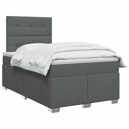 Boxspringbed met matras Donkergrijs 120 x 200 cm Stof