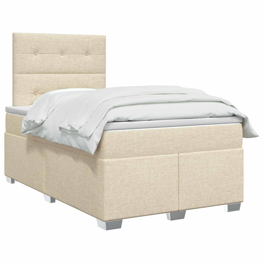 Boxspringbed met matras Crèmekleurig 120 x 200 cm Stof