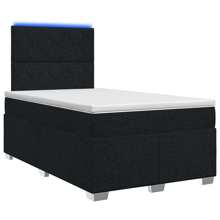Boxspringbed met matras met hoofdeinde Zwart 120 x 200 cm Stof