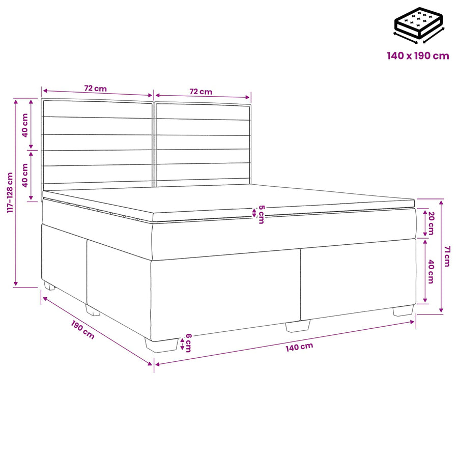 Boxspringbed met matras met hoofdeinde Taupe 140 x 190 cm Stof