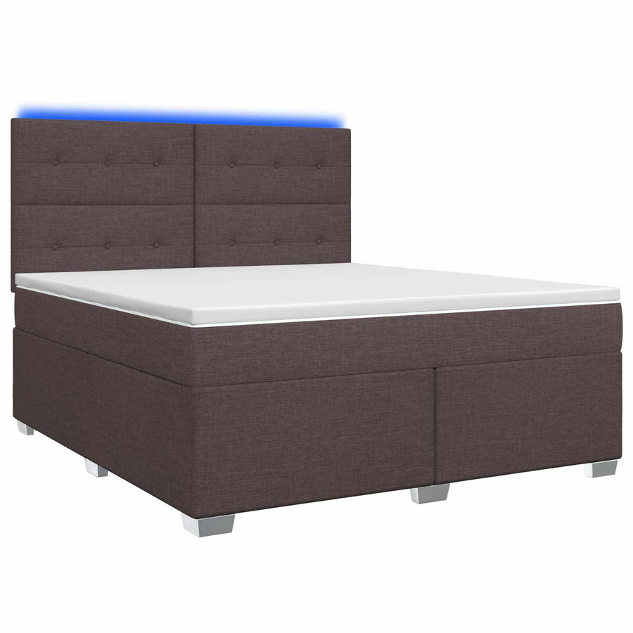 Boxspringbed met matras Donkerbruin 140 x 190 cm Stof