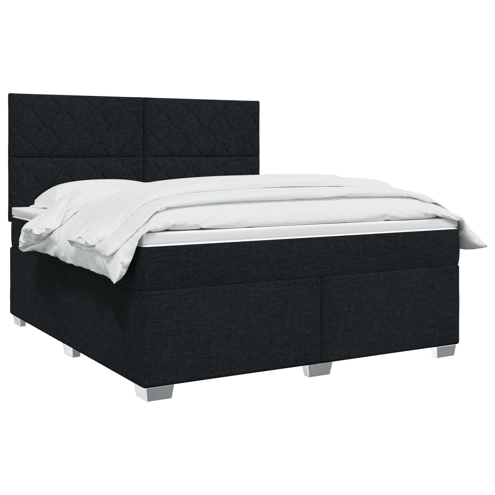 Boxspringbed met matras met hoofdeinde Zwart 140 x 190 cm Stof