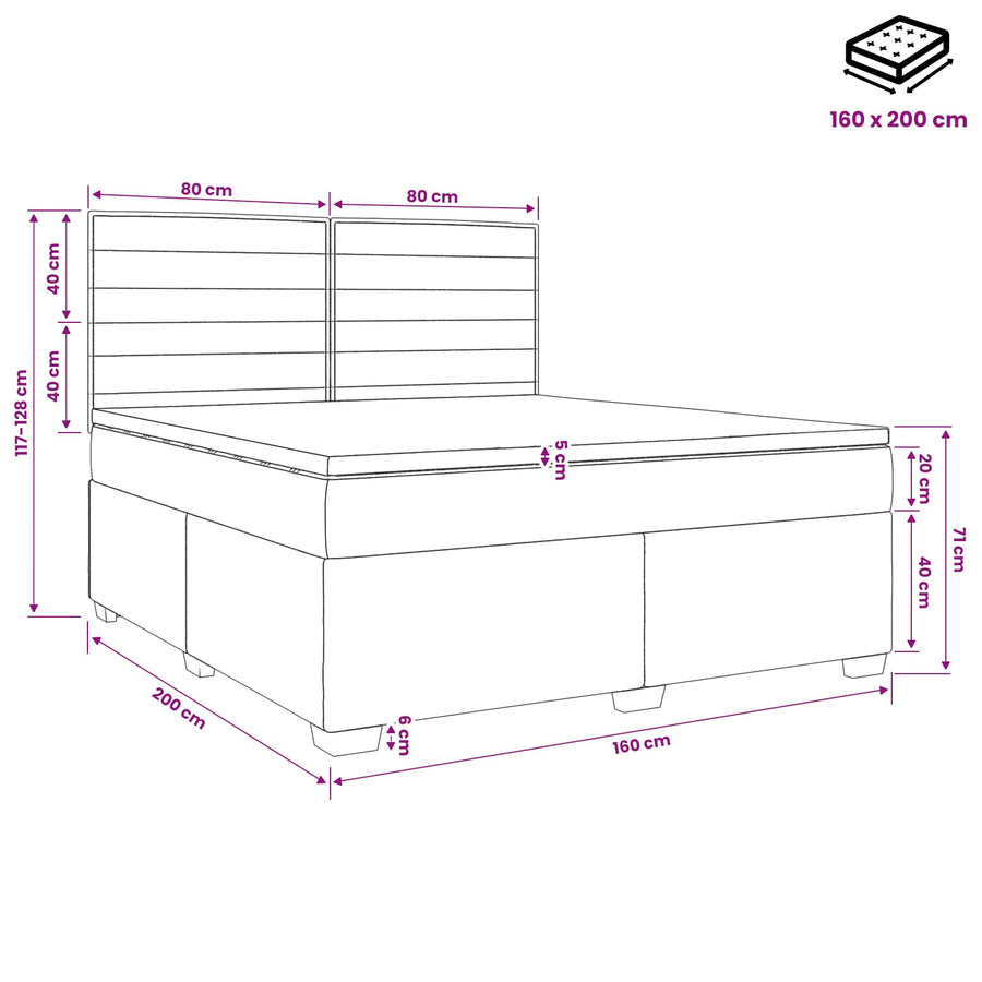 Boxspringbed met matras Donkergrijs 160 x 200 cm Stof