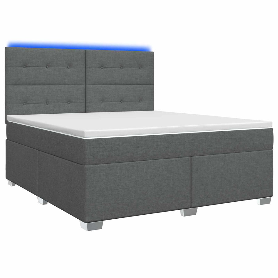Boxspringbed met matras Donkergrijs 160 x 200 cm Stof