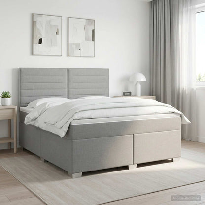 Boxspringbed met matras Lichtgrijs 180 x 200 cm Stof