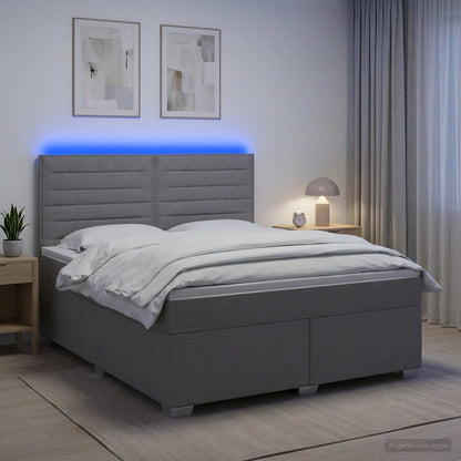 Boxspringbed met matras Lichtgrijs 180 x 200 cm Stof