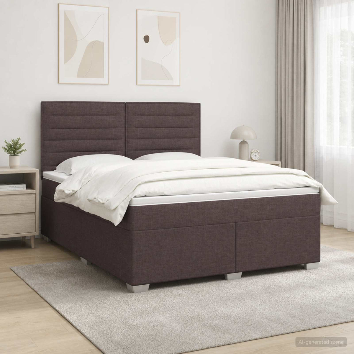 Boxspringbed met matras Donkerbruin 140 x 190 cm Stof