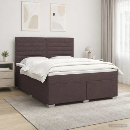 Boxspringbed met matras Donkerbruin 140 x 190 cm Stof