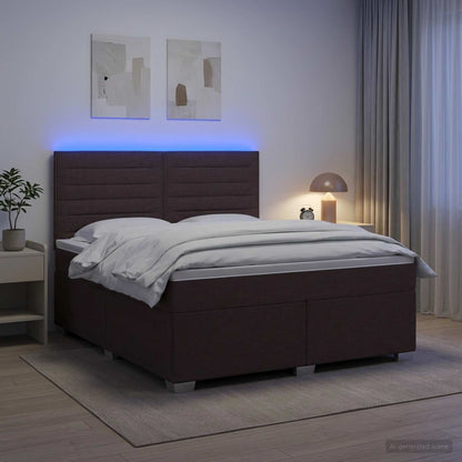 Boxspringbed met matras Donkerbruin 140 x 190 cm Stof