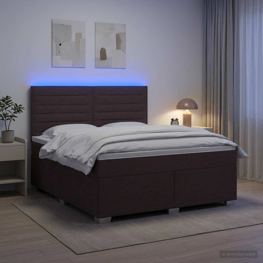 Boxspringbed met matras Donkerbruin 140 x 190 cm Stof