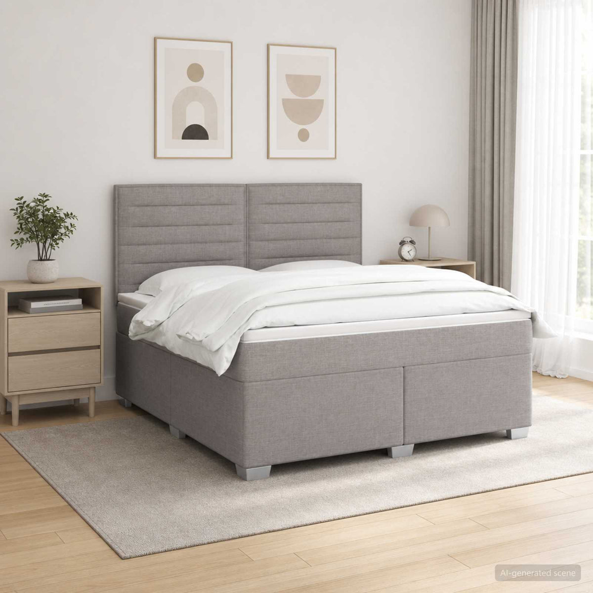 Boxspringbed met matras met hoofdeinde Taupe 160 x 200 cm Stof