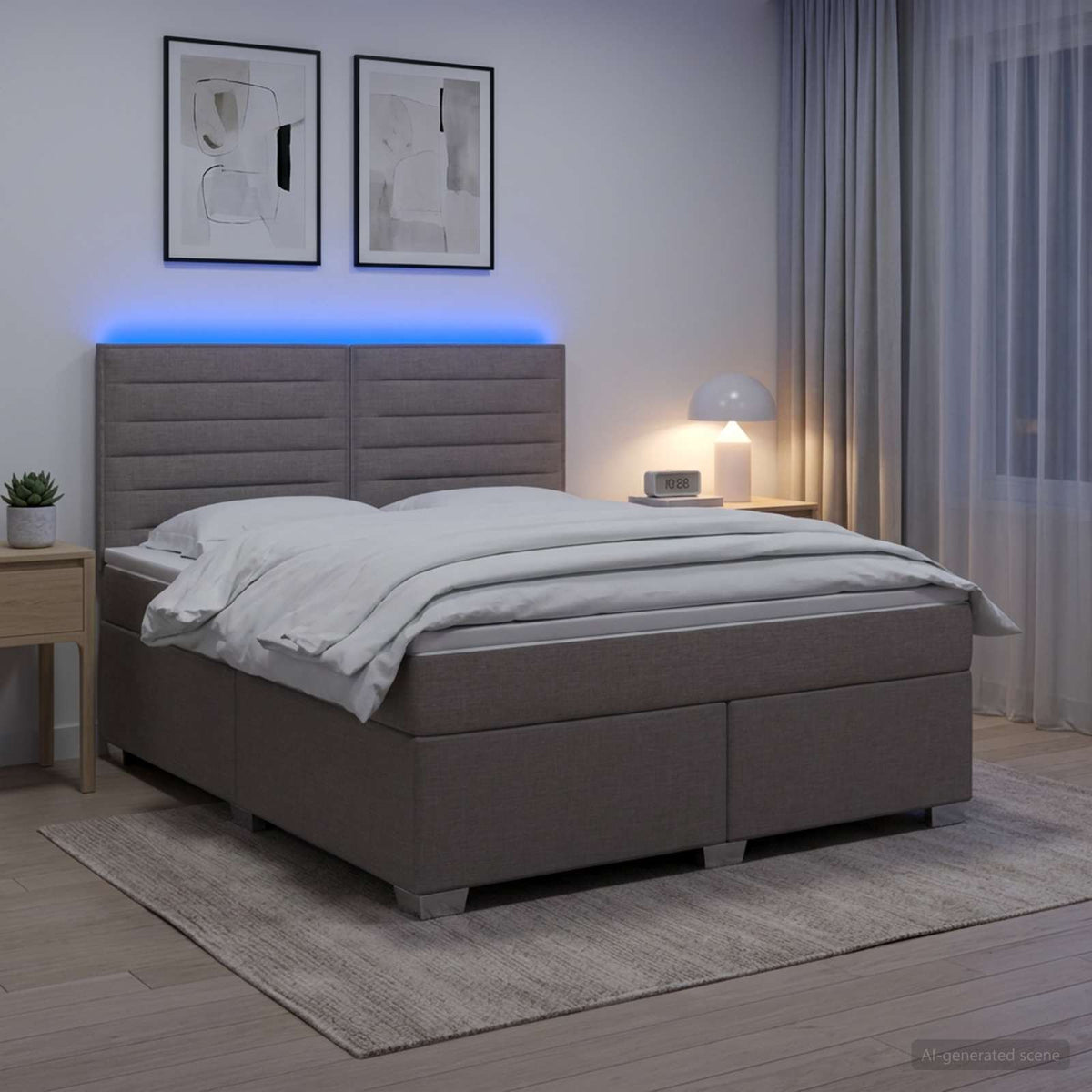 Boxspringbed met matras met hoofdeinde Taupe 160 x 200 cm Stof