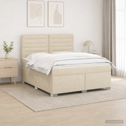Boxspringbed met matras Crèmekleurig 180 x 200 cm Stof