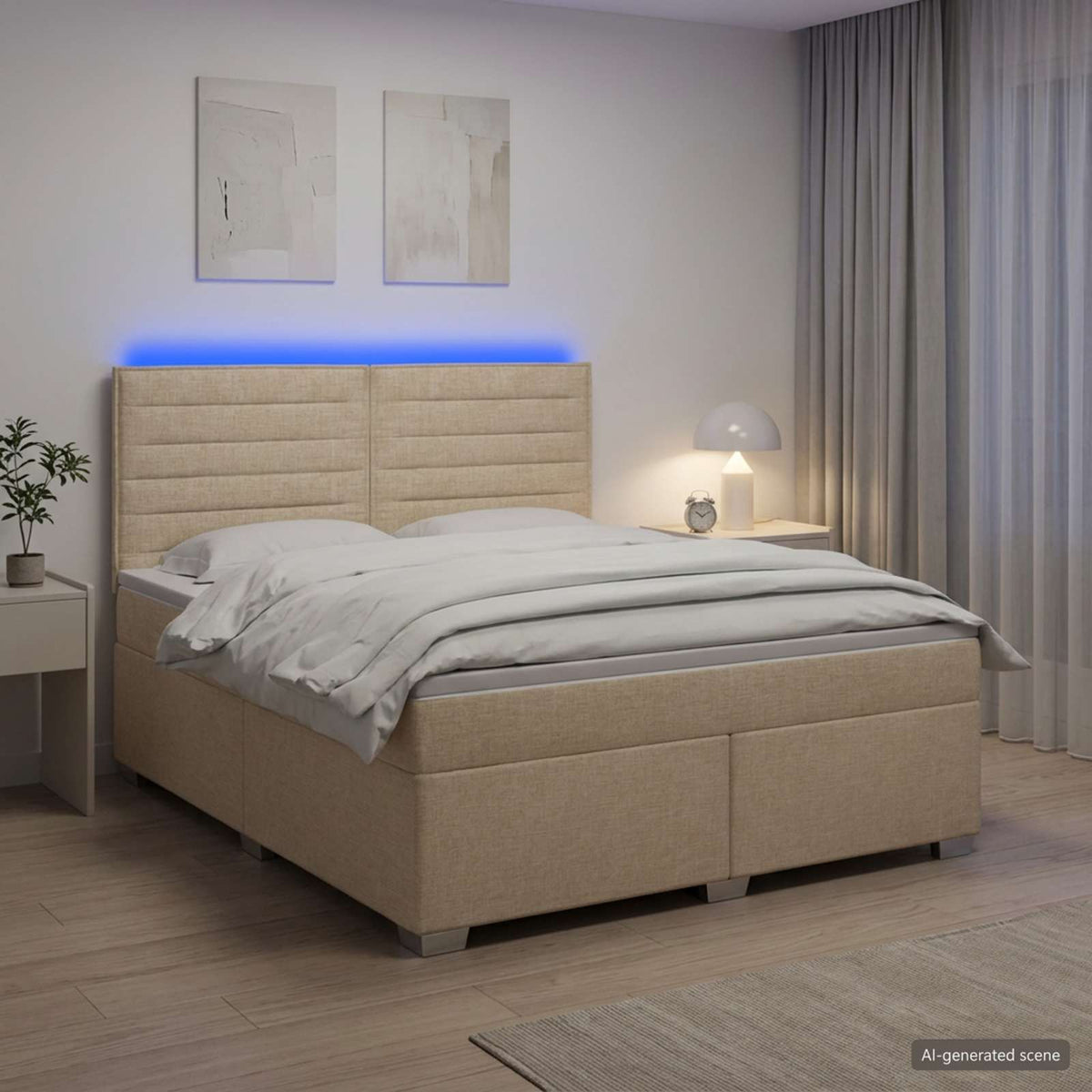 Boxspringbed met matras Crèmekleurig 160 x 200 cm Stof