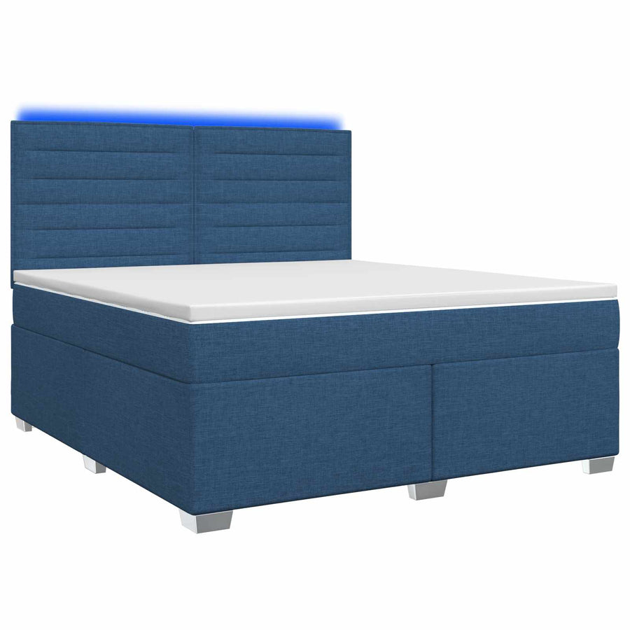 Boxspringbed met matras met hoofdeinde Blauw 180 x 200 cm Stof