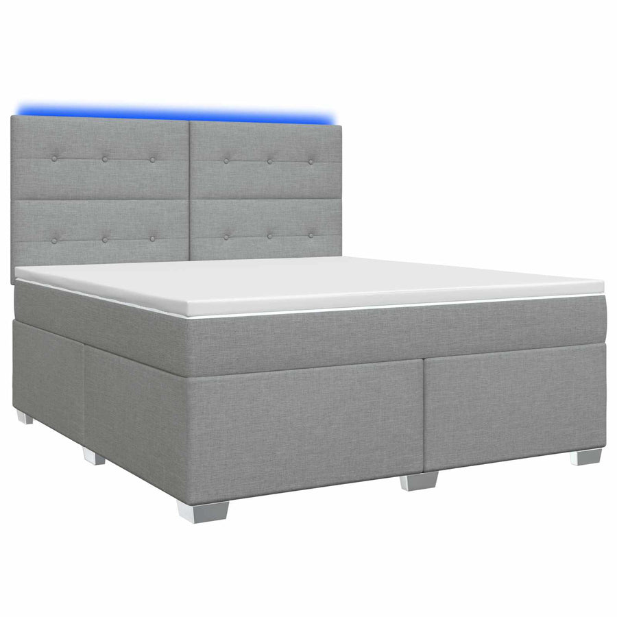 Boxspringbed met matras Lichtgrijs 180 x 200 cm Stof