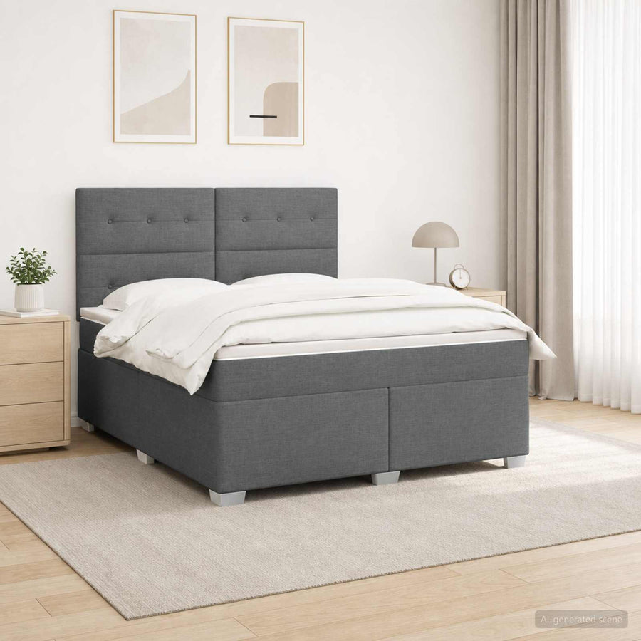 Boxspringbed met matras Donkergrijs 180 x 200 cm Stof