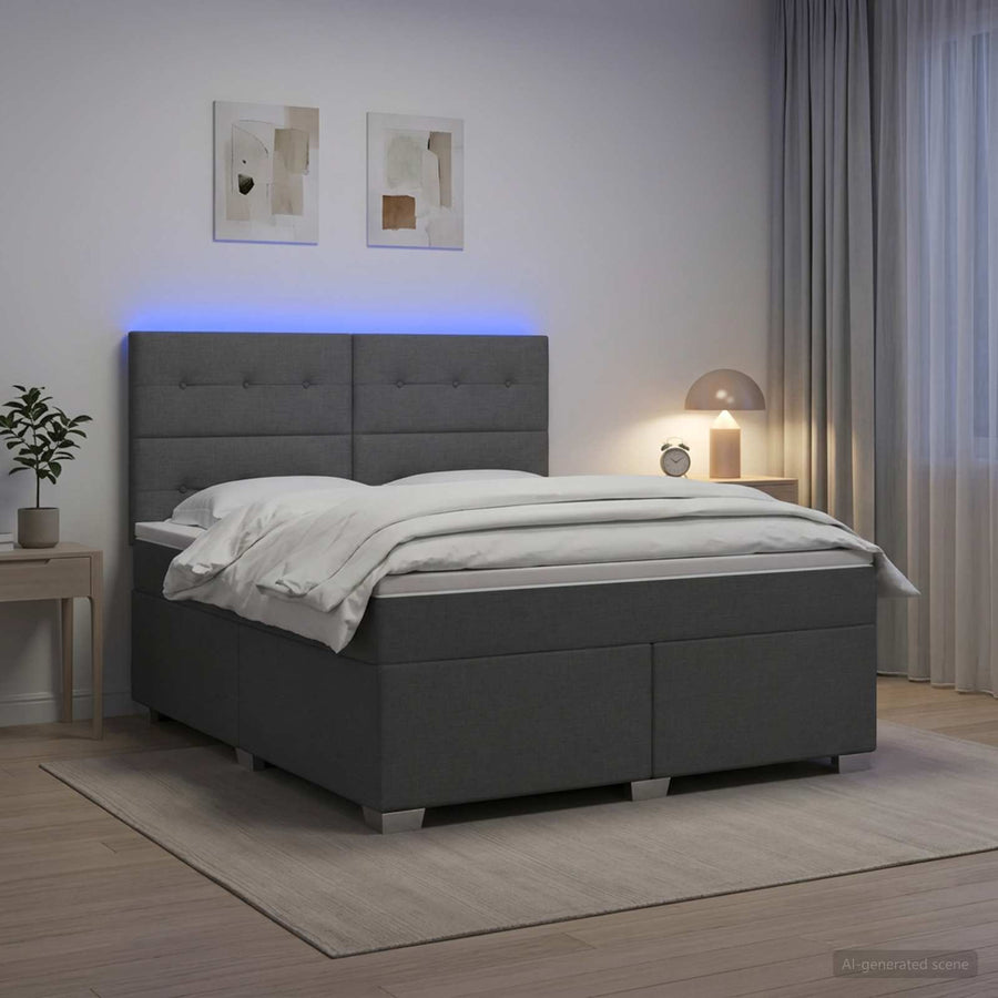 Boxspringbed met matras Donkergrijs 180 x 200 cm Stof