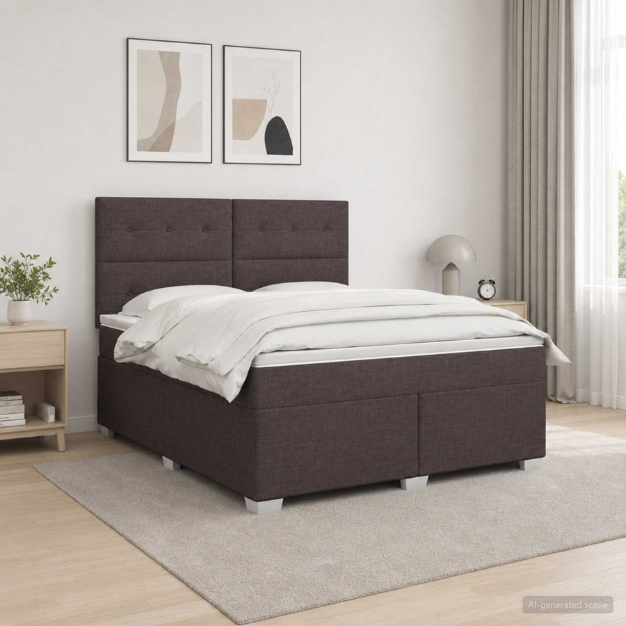 Boxspringbed met matras Donkerbruin 180 x 200 cm Stof