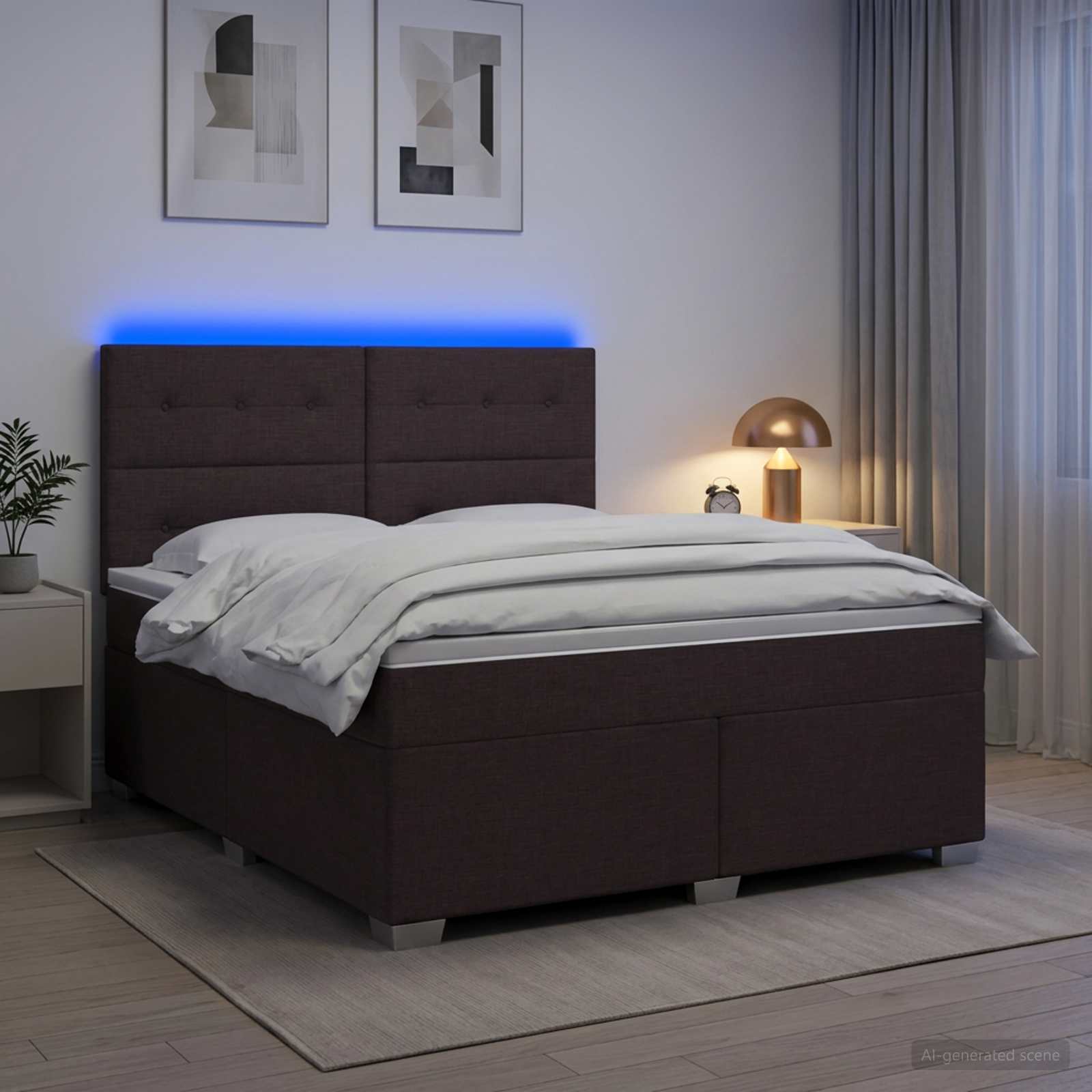 Boxspringbed met matras Donkerbruin 180 x 200 cm Stof