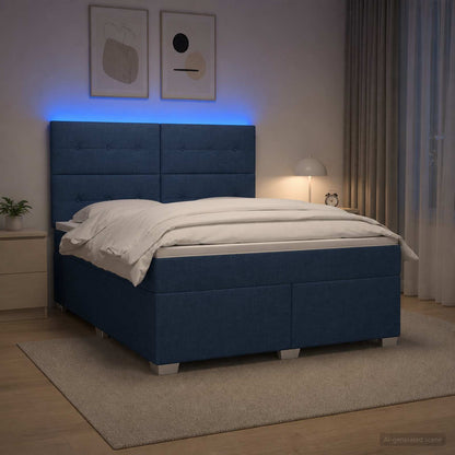 Boxspringbed met matras met hoofdeinde Blauw 180 x 200 cm Stof