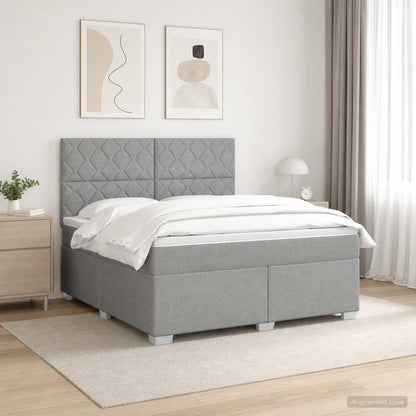 Boxspringbed met matras Lichtgrijs 140 x 190 cm Stof