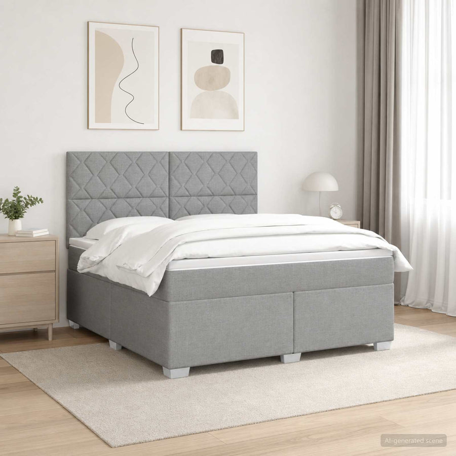 Boxspringbed met matras Lichtgrijs 160 x 200 cm Stof
