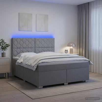 Boxspringbed met matras Lichtgrijs 180 x 200 cm Stof