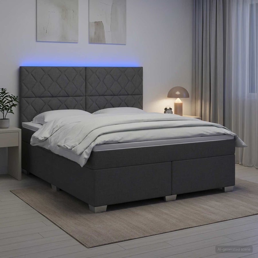 Boxspringbed met matras Donkergrijs 140 x 200 cm Stof