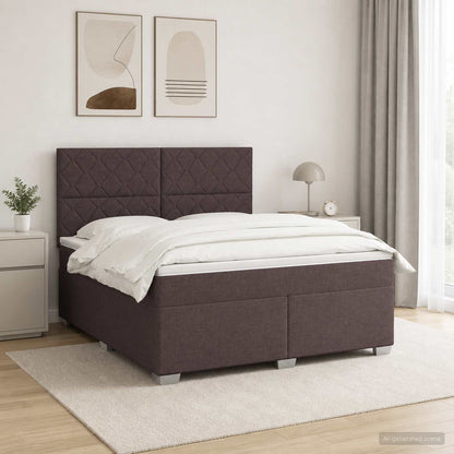 Boxspringbed met matras Donkerbruin 140 x 200 cm Stof
