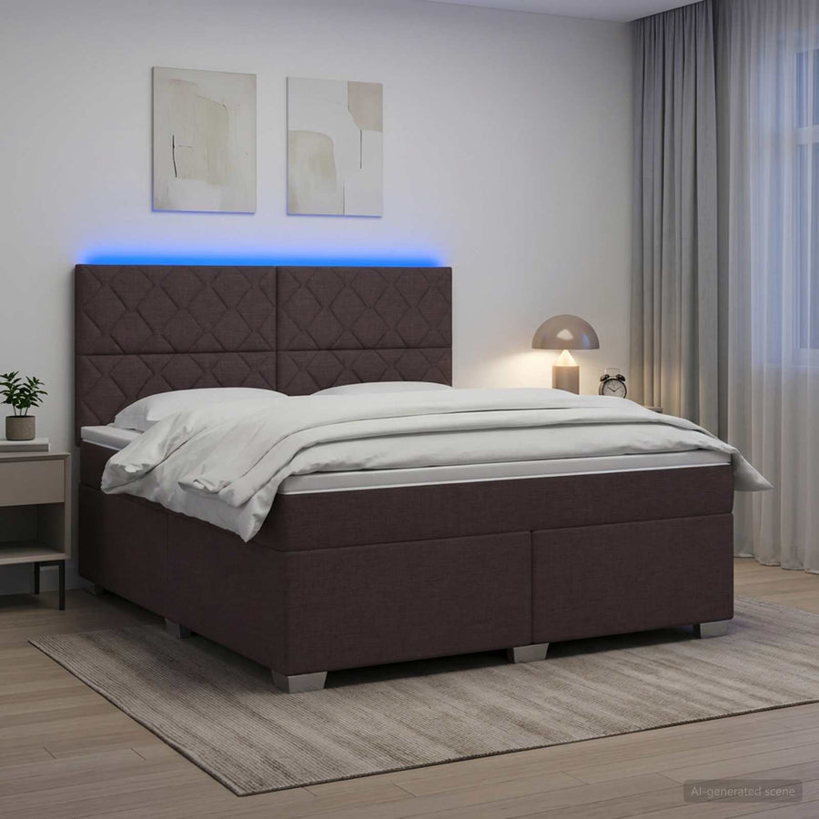 Boxspringbed met matras Donkerbruin 140 x 190 cm Stof