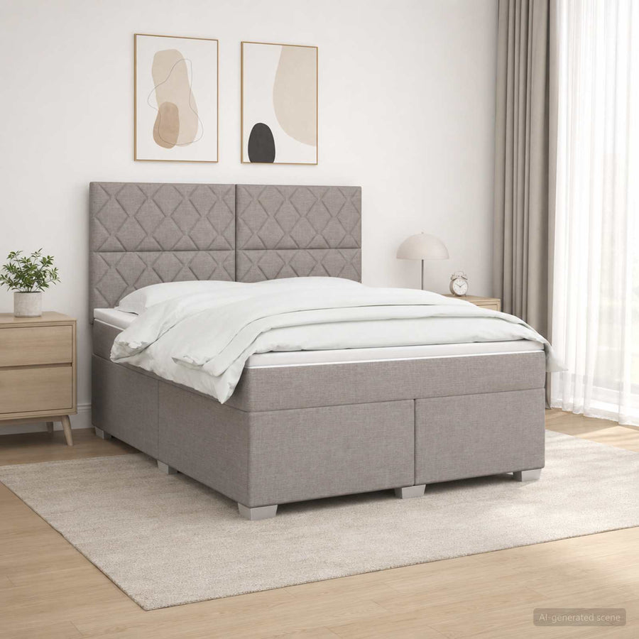 Boxspringbed met matras met hoofdeinde Taupe 140 x 200 cm Stof