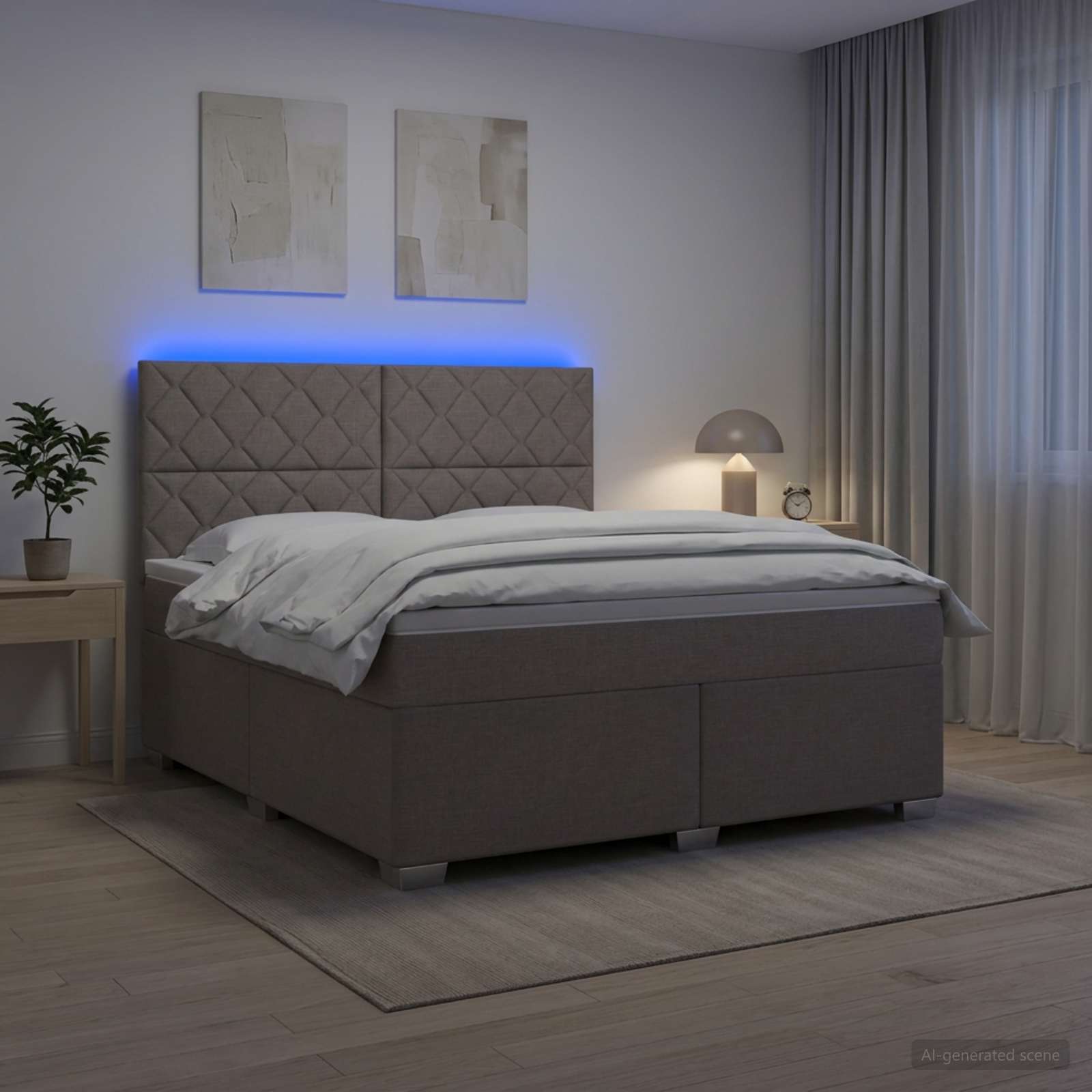 Boxspringbed met matras met hoofdeinde Taupe 140 x 190 cm Stof