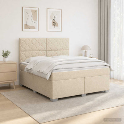 Boxspringbed met matras Crèmekleurig 180 x 200 cm Stof