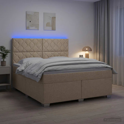 Boxspringbed met matras Crèmekleurig 180 x 200 cm Stof