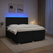 Boxspringbed 200x200 cm zwart met matras en hoofdeinde