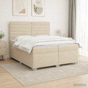 Boxspringbed 200x200 cm crème pocketvering stof