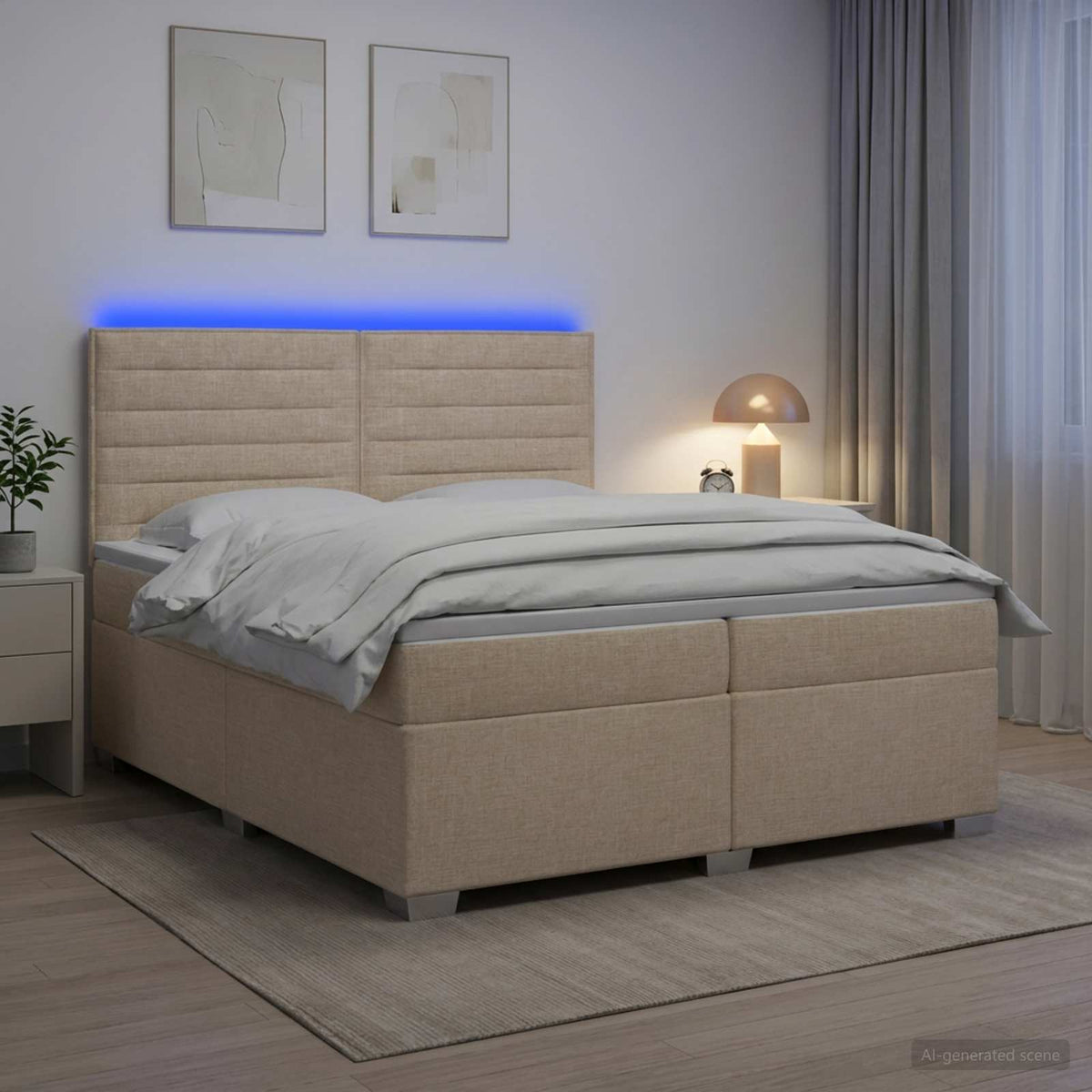 Boxspringbed met matras Crèmekleurig 200 x 200 cm Stof